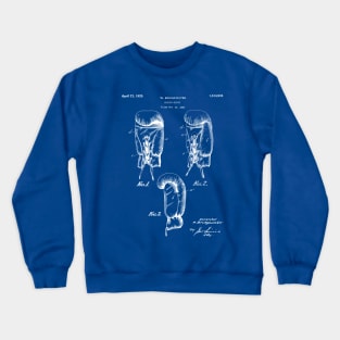 Boxing Gloves Patent - Boxer Trainer Coach Gym Art - Blueprint Crewneck Sweatshirt